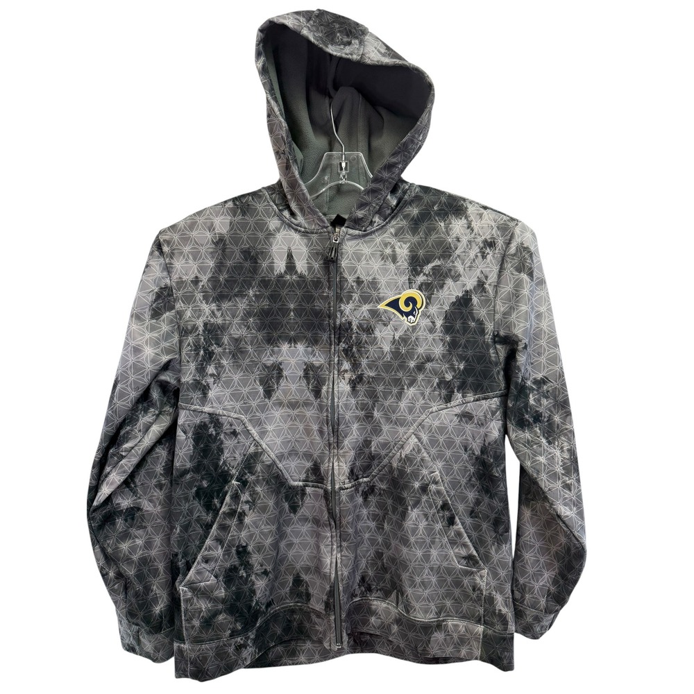 Reebok St Louis Rams Sz XL Full Zip Hoodie Grey Geometric Tie Dye (EE34)